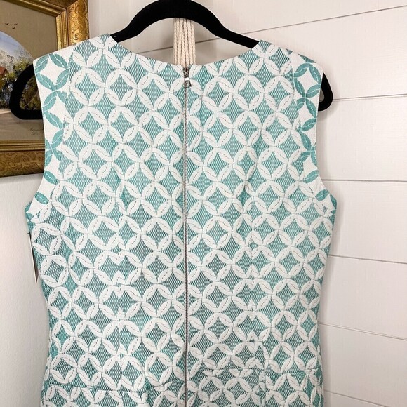 Phoebe Couture Sleeveless Drop Waist Pleat Jacquard Sheath Dress NWT Size 12 - Picture 4 of 7